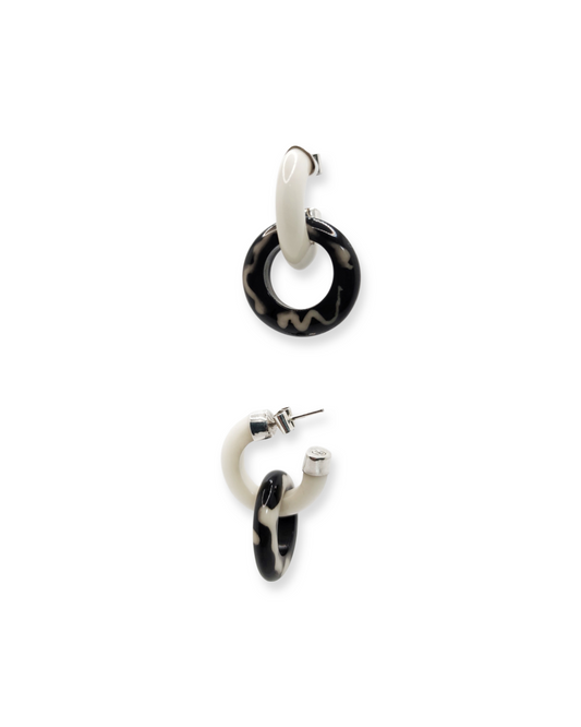 Raíces Marbled Black Earrings